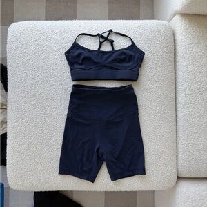 MPG Navy Blue Sports Bra and Shorts Set